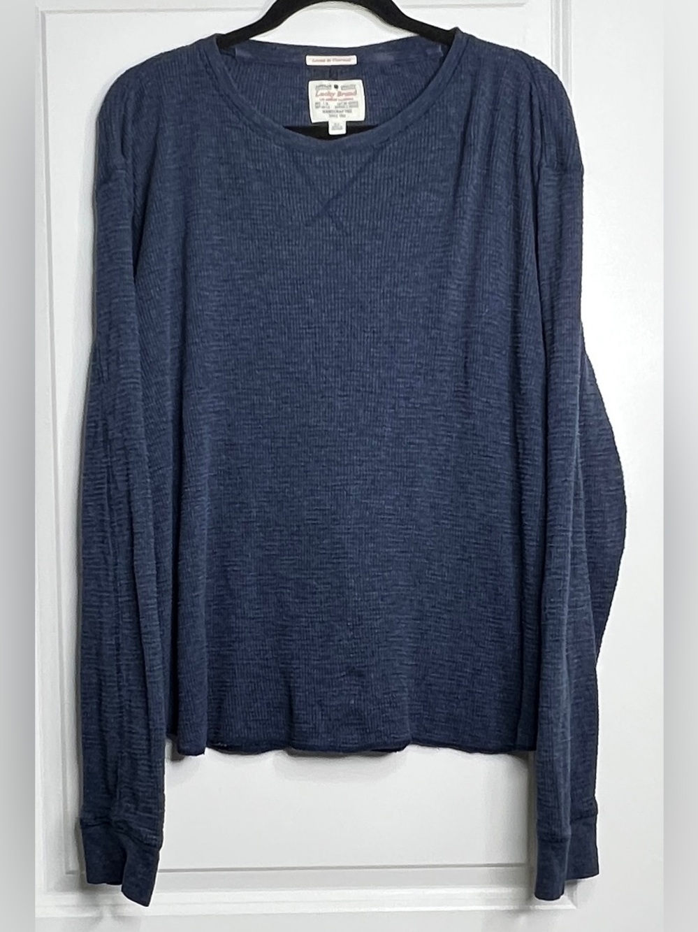 Lucky Brand Blue Lived In Thermal Waffle Knit Long Sleeve Top XL